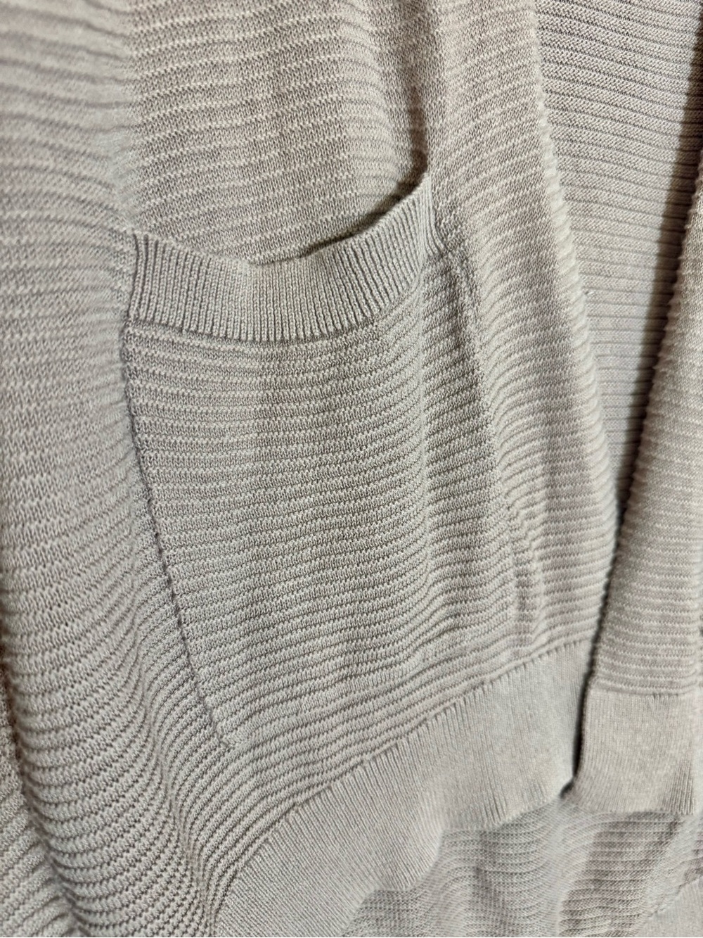 Express Open-Front Taupe Ribbed Cardigan - Picture 4 of 6